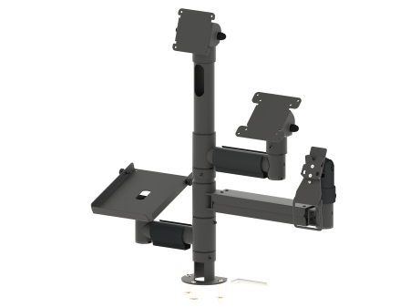 POS Stand with a tiltable payment terminal arm, printer holder and Two VESA Mounts 