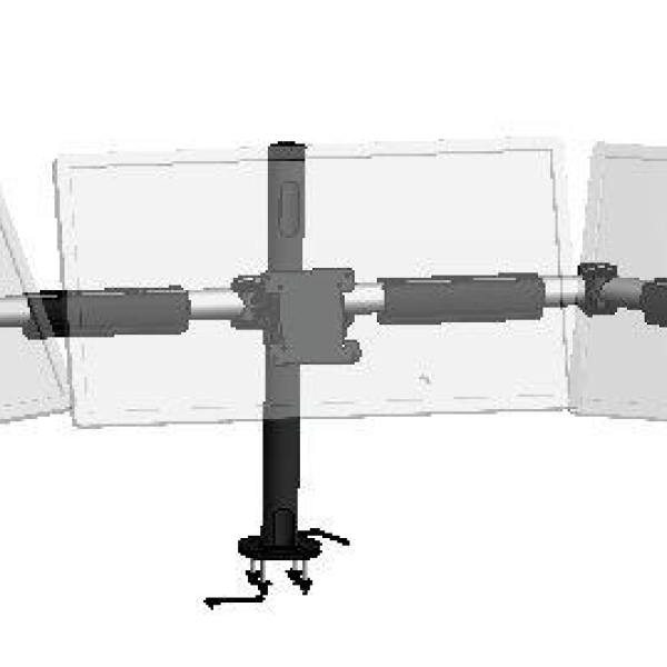 Soporte VESA triple para monitores con dos brazos extensibles y articulados